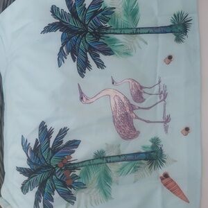 💙Tropical Print Skirt with Palm Trees and Birds